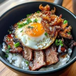 Char Siu Beef Bowl With Crispy Fried Shallots & Sunny-side