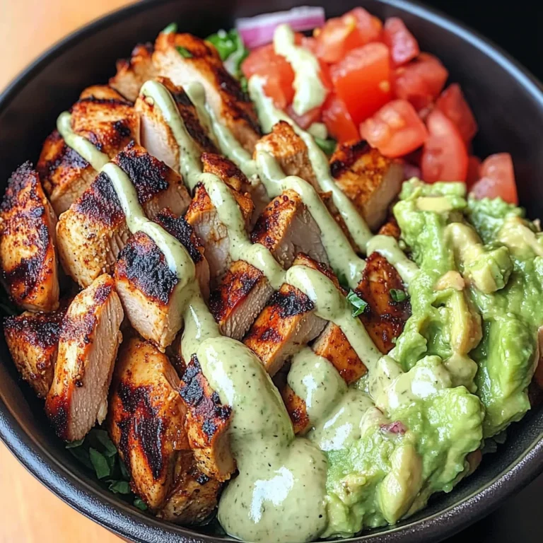Chipotle Lime Chicken Bowl With Avocado Crema