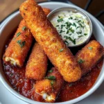 Crispy Mozzarella Sticks With Marinara Sauce & Creamy Dip