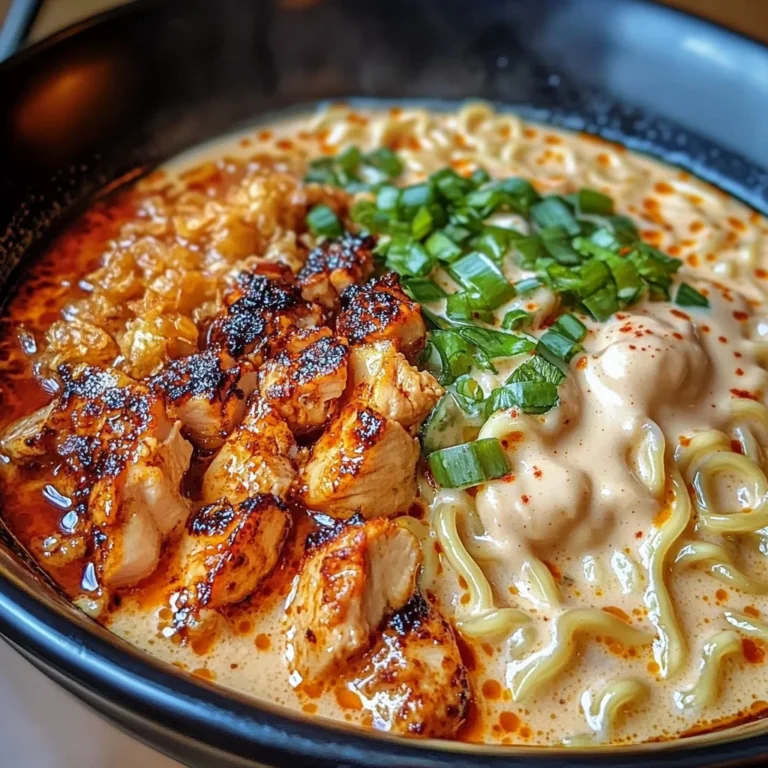 Fiery Chicken Ramen With Creamy Garlic Sauce