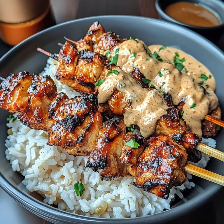 Grilled Chicken Skewers With Coconut Rice & Peanut Sauce