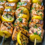 Grilled Salmon Skewers with Garlic and Dijon