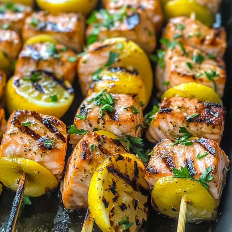 Grilled Salmon Skewers with Garlic and Dijon