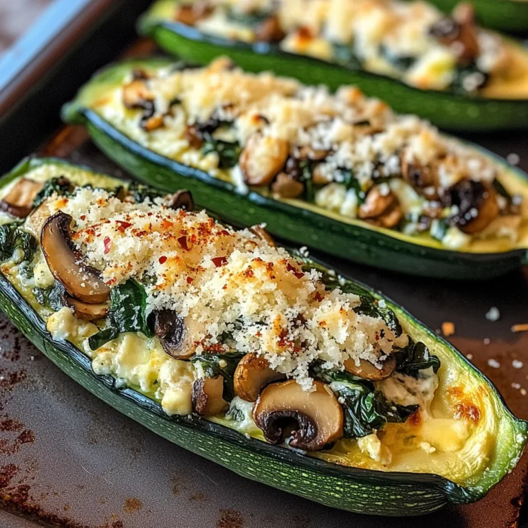 Spinach, Mushroom, and Ricotta Stuffed Zucchini Boats Recipe