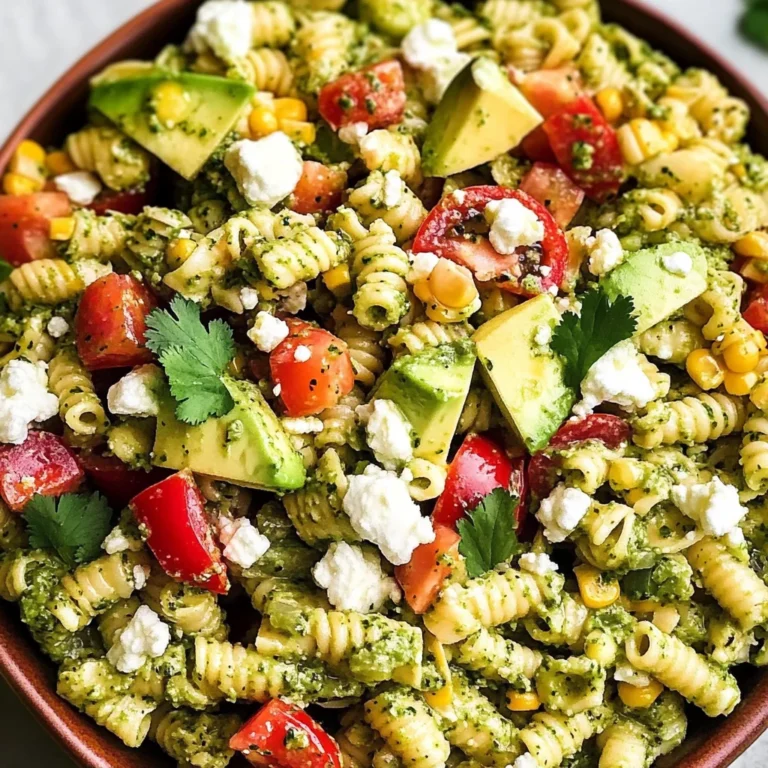 Street Corn Pasta Salad with Cilantro Pesto & Goat Cheese