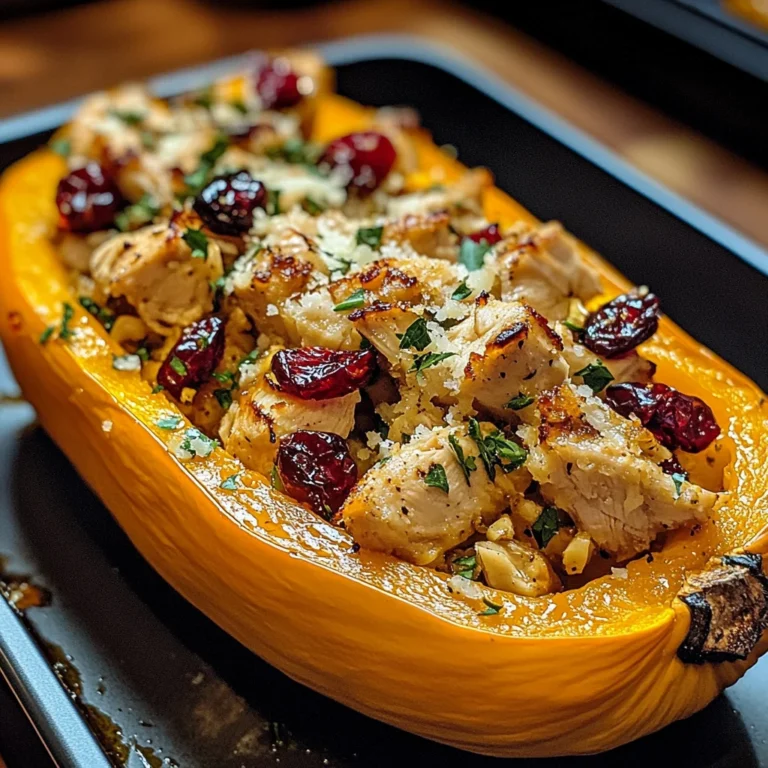 Sweet and Savory Honey Roasted Butternut Squash Stuffed with Chicken