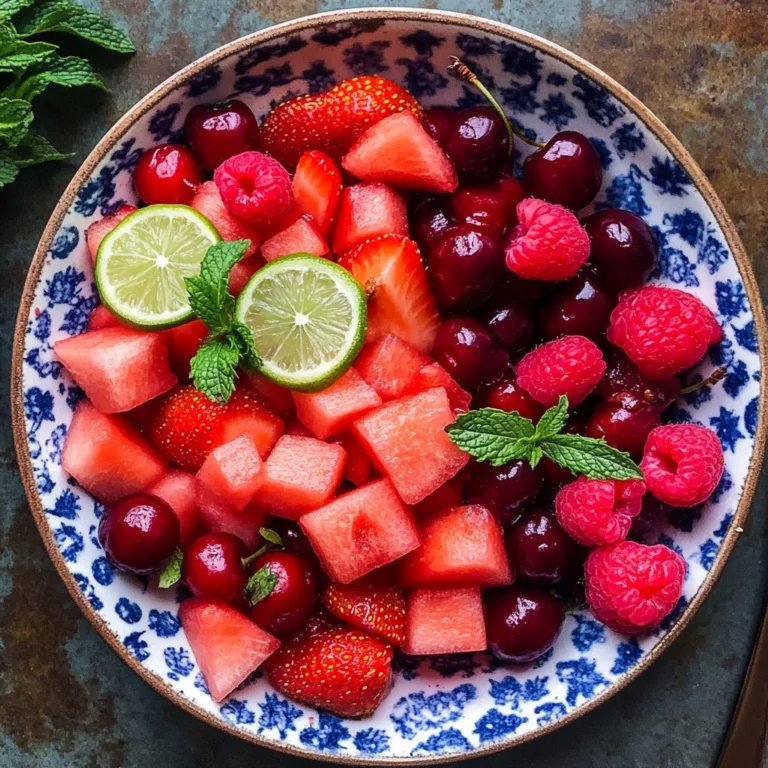 Watermelon Fruit Salad with Lime Mint Dressing
