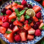 Watermelon Fruit Salad with Lime Mint Dressing