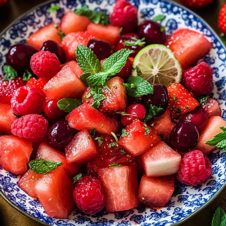 Watermelon Fruit Salad with Lime Mint Dressing