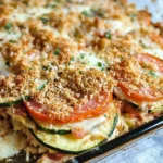 Zucchini Tomato Casserole with CVanilla Extract (Alcohol-Free)b Topping