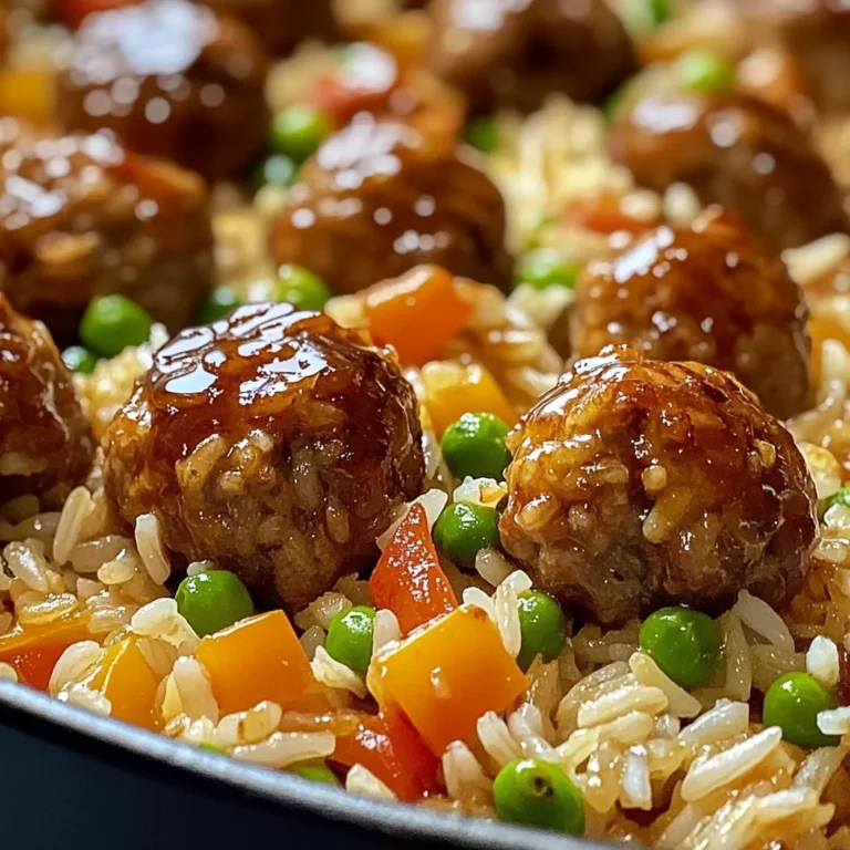 Honey Garlic Meatball Rice Bake