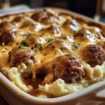 Meatball & Mashed Potato Bake