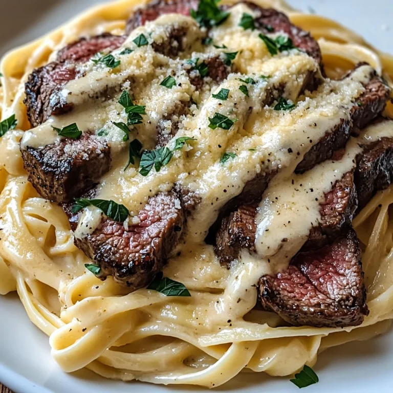 Savory Steak Gorgonzola Alfredo with Creamy Parmesan Sauce