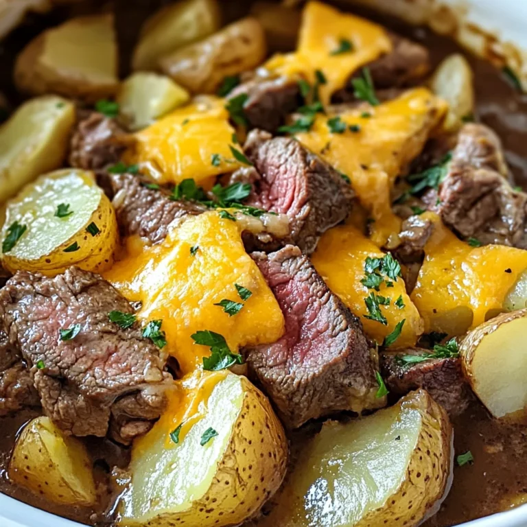 Slow Cooker Steak and Cheddar Potato Casserole