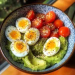 Avocado & Soft-Boiled Egg Bowl with Cherry Tomatoes & Sesame