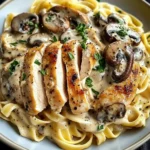 Creamy Garlic Mushroom Chicken Fettuccine