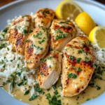 Creamy Lemon Garlic Chicken with Herb Rice