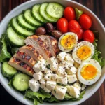 Mediterranean Chicken & Egg Salad Bowl with Avocado & Feta