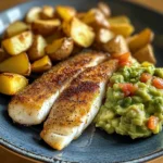 Pan-Seared Fish with Roasted Potatoes & Guacamole