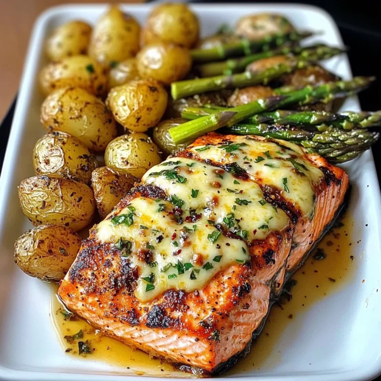 Spiced Salmon with Cheesy Asparagus & Garlic Herb Potatoes