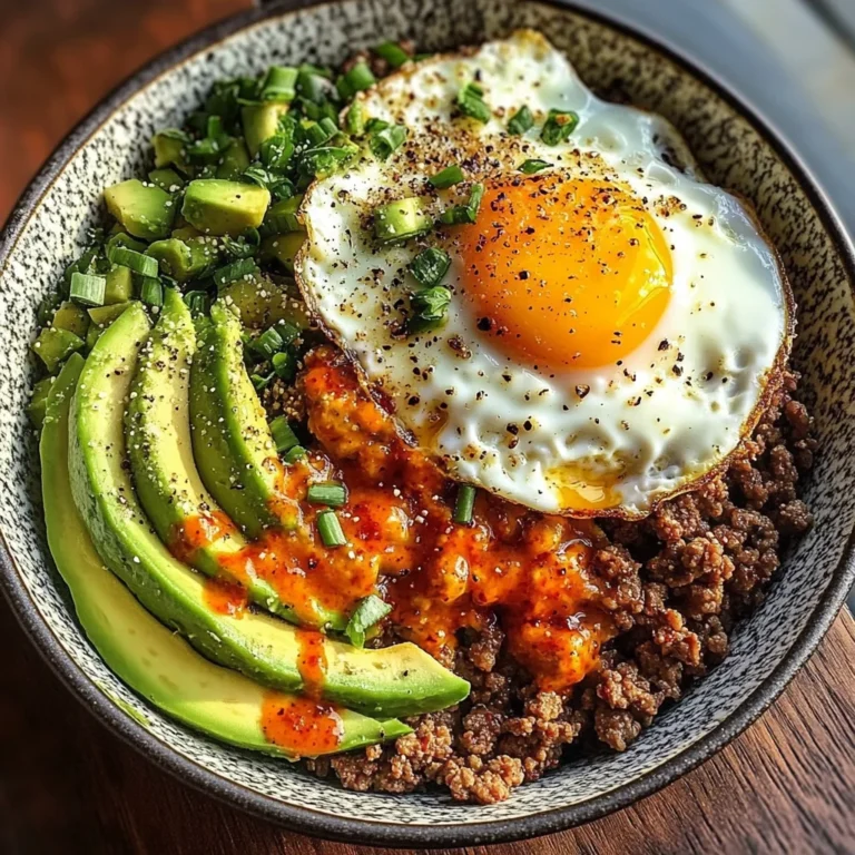 Spicy Avocado & Beef Protein Bowl with Fried Eggs