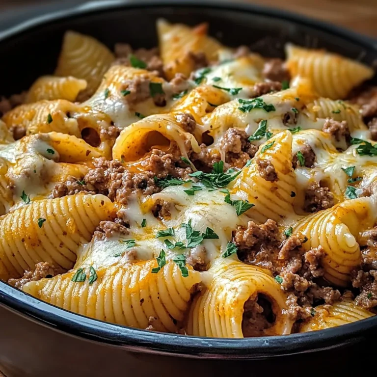 Crockpot Cheesy Ranch Beef Pasta Shells