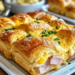 chicken ham and Cheese Croissant Breakfast Casserole